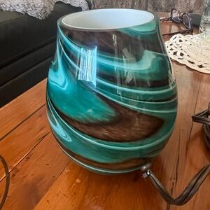 Elegant Swirl Glass Vase - Teal and Brown